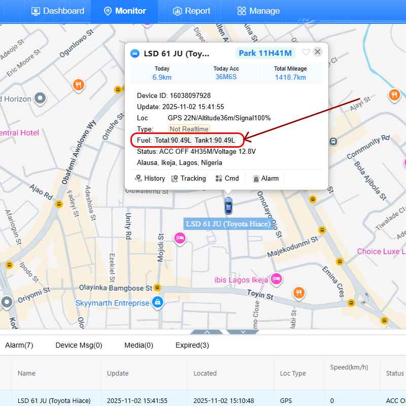 Fuel Tracker (Remotely Monitor Gasoline/Diesel in Vehicle and Stationary Tanks from PC or Mobile) - Image 2